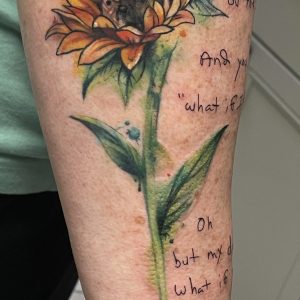 Watercolour Sunflower + handwriting script